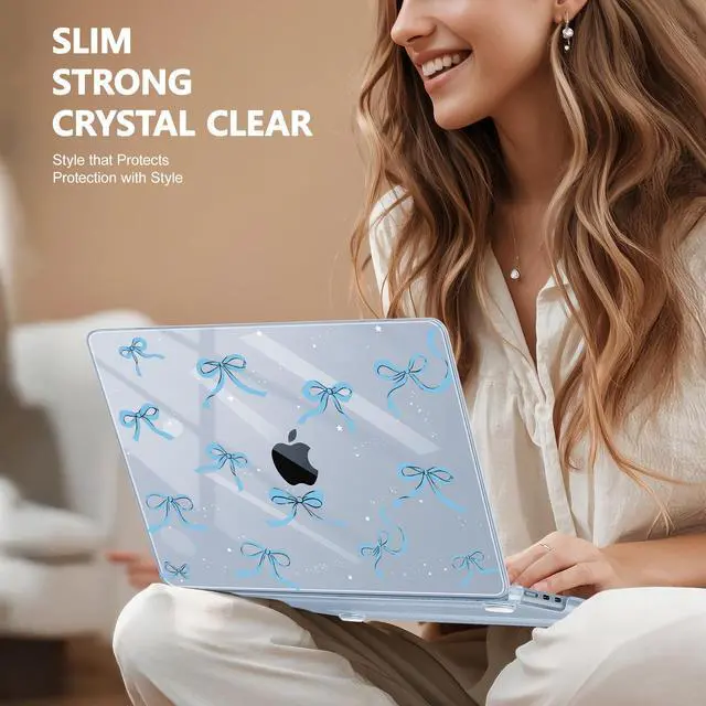 Alt view image 3 of 5 - May Chen [2025 New Pattern] for MacBook Air 13.6 inch Case M2 M3 M4 Chip Model: A2681 A3113 A3240, 2022-2025 Release, Hard Shell Cover with Screen Protector & Keyboard Skin - Blue Bows