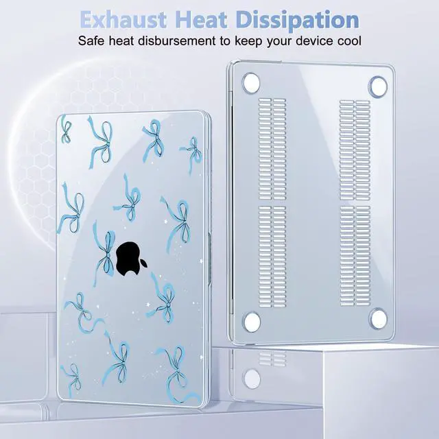 Alt view image 4 of 5 - May Chen [2025 New Pattern] for MacBook Air 13.6 inch Case M2 M3 M4 Chip Model: A2681 A3113 A3240, 2022-2025 Release, Hard Shell Cover with Screen Protector & Keyboard Skin - Blue Bows