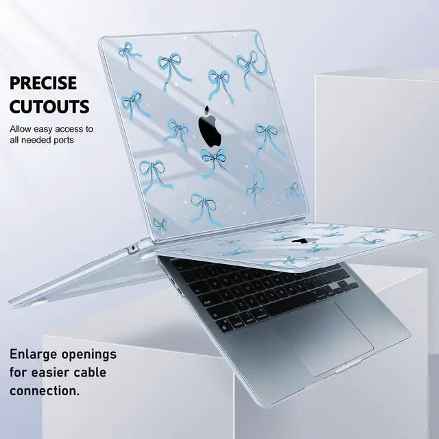 Alt view image 5 of 5 - May Chen [2025 New Pattern] for MacBook Air 13.6 inch Case M2 M3 M4 Chip Model: A2681 A3113 A3240, 2022-2025 Release, Hard Shell Cover with Screen Protector & Keyboard Skin - Blue Bows