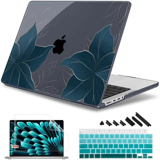 Main image of May Chen Case for M4 MacBook Pro 16 inch A3403 Max A3186, M3 A2991 M2 A2780 M1 A2485 Pro Max 2024 2023 2022 2021 Release, Plastic Hard Shell Case with Screen Pretector&Keyboard Cover, Golden Flowers