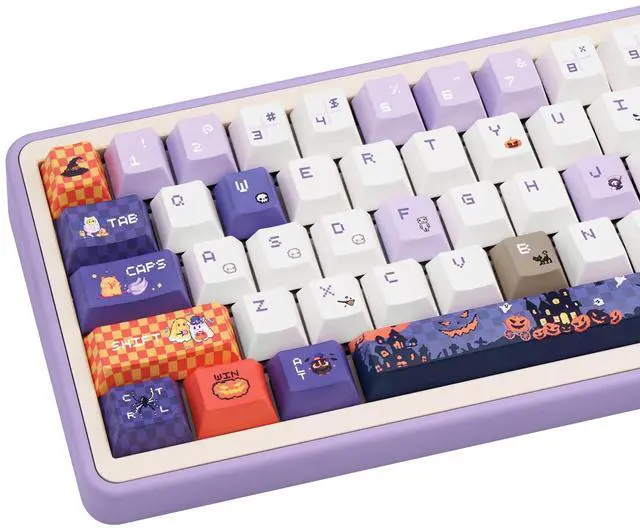 Main image of COOMICKEY Cute Keycaps, Cherry Profile PBT Keycaps 130 Keys Dye-Sublimation Custom Keycap Set for 61/64/68/84/87/100/104/108 Cherry Gateron MX Switches Gaming Mechanical Keyboard Halloween Themed