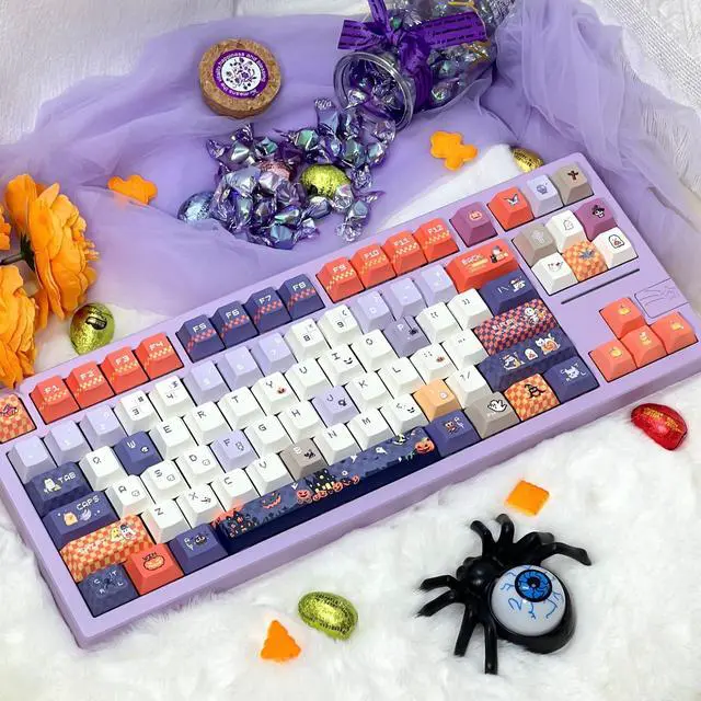 Alt view image 5 of 5 - COOMICKEY Cute Keycaps, Cherry Profile PBT Keycaps 130 Keys Dye-Sublimation Custom Keycap Set for 61/64/68/84/87/100/104/108 Cherry Gateron MX Switches Gaming Mechanical Keyboard Halloween Themed