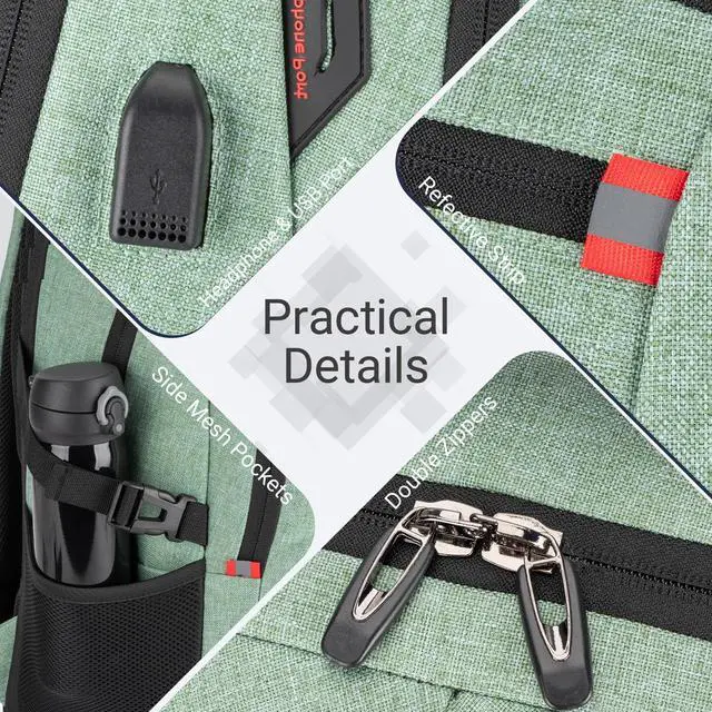 Alt view image 5 of 5 - Velaybor 40L Expandable Laptop Backpack, Anti-thief Travel Backpack with USB Charging Port, Airline Approved Business Waterproof Carry on Luggage, Fits 15.6" Laptop for Men Women