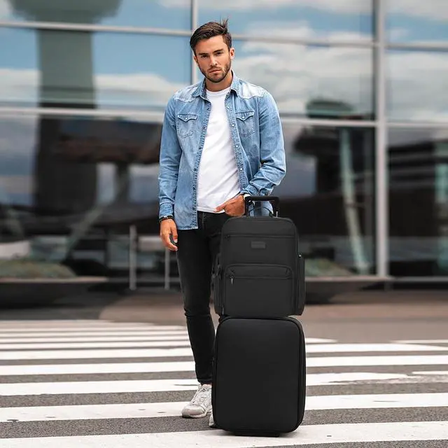 Alt view image 2 of 5 - HEAD Large Laptop Backpack for Men with Trolley Sleeve, Travel Backpacks fits 17.3 inch Laptop, Waterproof Business Laptop Bags for Work/Commute/College/Daily, Black