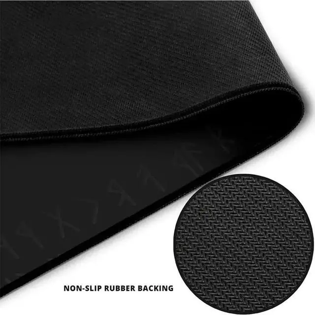 Alt view image 5 of 5 - YCYR Viking Raven Rune Vegvisir Mouse Mat, 3D Print Tattoo Big Extended Desk Game Keyboard Pad with Non-Slip Base and Stitched Edge for Office & Home,Black,35.4" x 15.7"