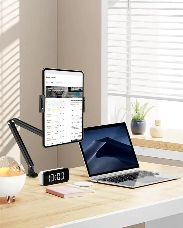 Alt view image 4 of 5 - Tablet Stand for Desk/Bed, Adjustable iPad Holder Clamp Mount, Foldable Tablet Arm, 360° Rotation, Compatible with 5.7''-15.6'' IPhone, iPad Pro, Air, Mini, Kindle, Galaxy Tab, Nintendo Switch