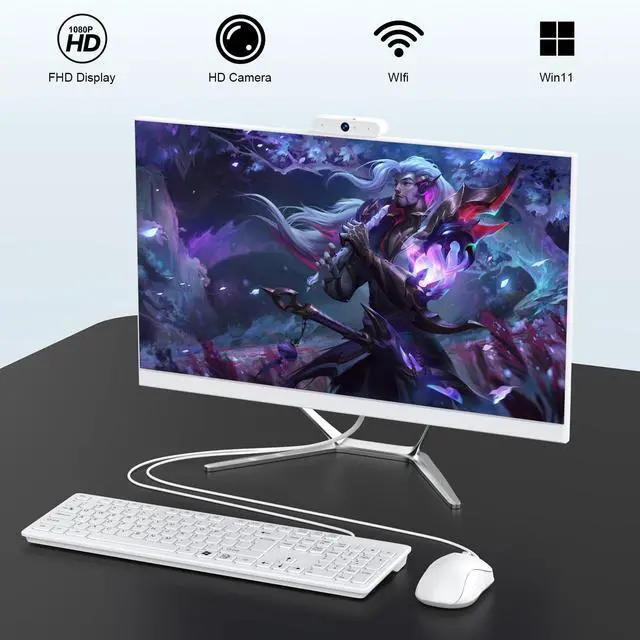 Alt view image 3 of 5 - DEQIXIAN All-in-One Desktop Computer,All-in-One Computers,HD Webcam,Celeron N100 Processor (Up to 3.40Ghz),16GB RAM,512GB Storage,WiFi 6, Bluetooth 5.2, Includes Wired Keyboard and Mouse Set