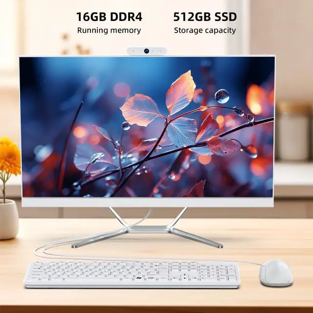 Alt view image 4 of 5 - DEQIXIAN All-in-One Desktop Computer,All-in-One Computers,HD Webcam,Celeron N100 Processor (Up to 3.40Ghz),16GB RAM,512GB Storage,WiFi 6, Bluetooth 5.2, Includes Wired Keyboard and Mouse Set
