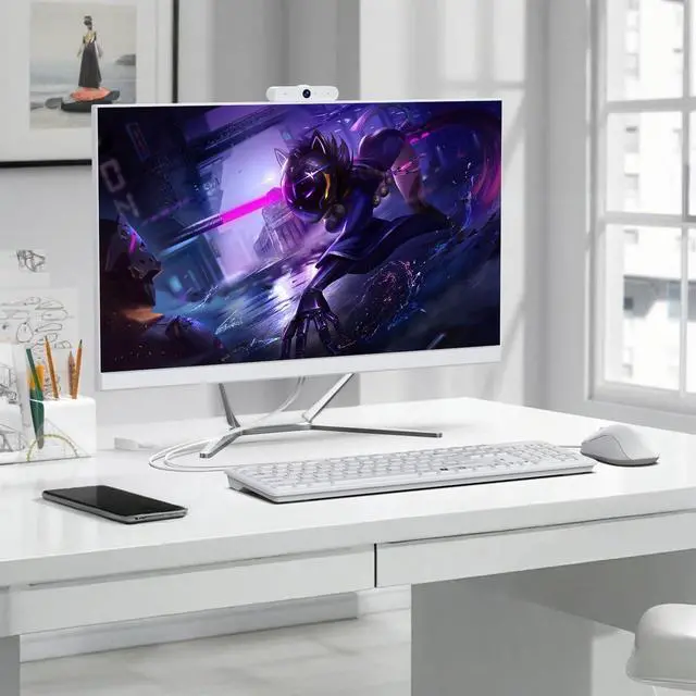 Alt view image 5 of 5 - DEQIXIAN All-in-One Desktop Computer,All-in-One Computers,HD Webcam,Celeron N100 Processor (Up to 3.40Ghz),16GB RAM,512GB Storage,WiFi 6, Bluetooth 5.2, Includes Wired Keyboard and Mouse Set