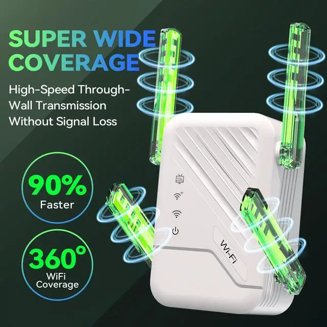 Alt view image 3 of 5 - 2026 Best WiFi Extender Signal Booster, Internet Extender Covers Up to 13389 Sq.ft for Home, Long Range WiFi Repeater with Ethernet Port, Wireless Router Amplifier Easy Setup,Wide Compatibility