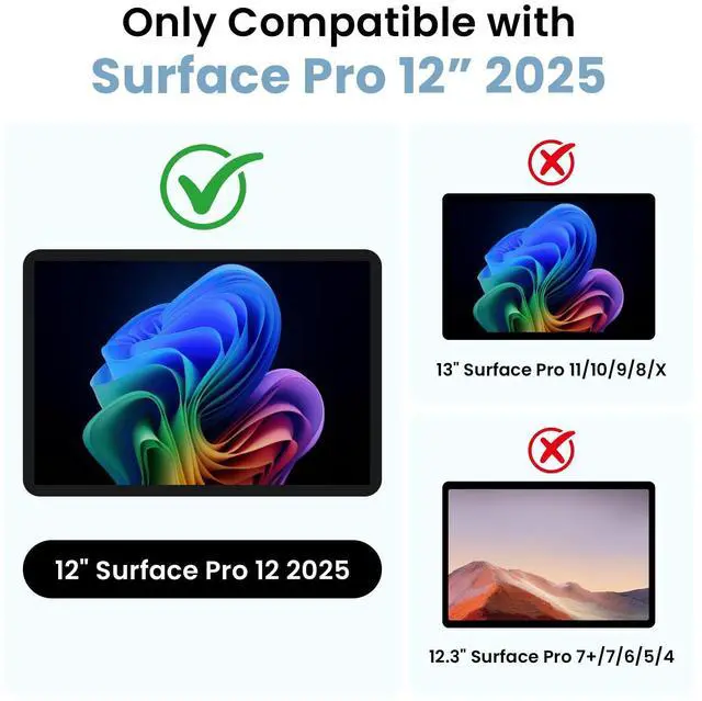 Alt view image 2 of 5 - Omnpak Case for Microsoft Surface Pro 12" 2025, Lightweight Protective, Multiple Angle Viewing, Stylus Holder, Compatible with Type Cover Keyboard