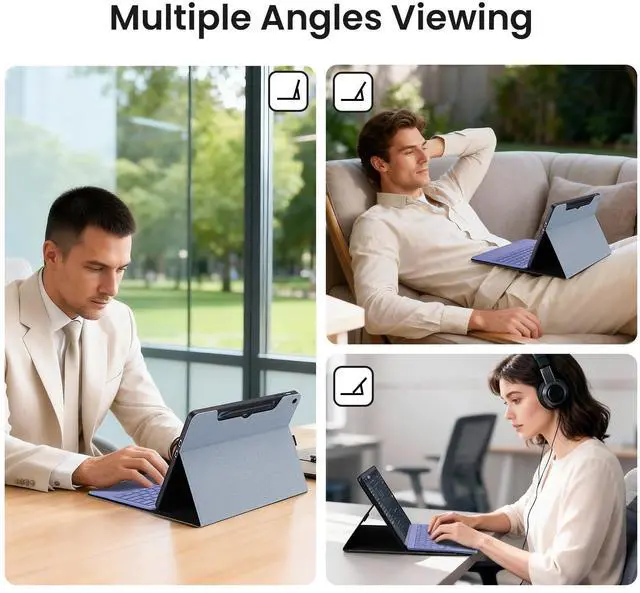 Alt view image 4 of 5 - Omnpak Case for Microsoft Surface Pro 12" 2025, Lightweight Protective, Multiple Angle Viewing, Stylus Holder, Compatible with Type Cover Keyboard