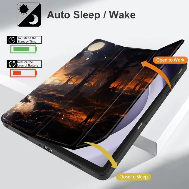 Alt view image 3 of 5 - MEEgoodo Case for Samsung Galaxy Tab A9 Plus 11 inch Cover 2024 2023 with S Pen Holder, A9+ Smart Tablet Cases with Trifold Stand+Soft TPU Back Shell+Smart Auto Wake/Sleep, Fantasy Night Landscape