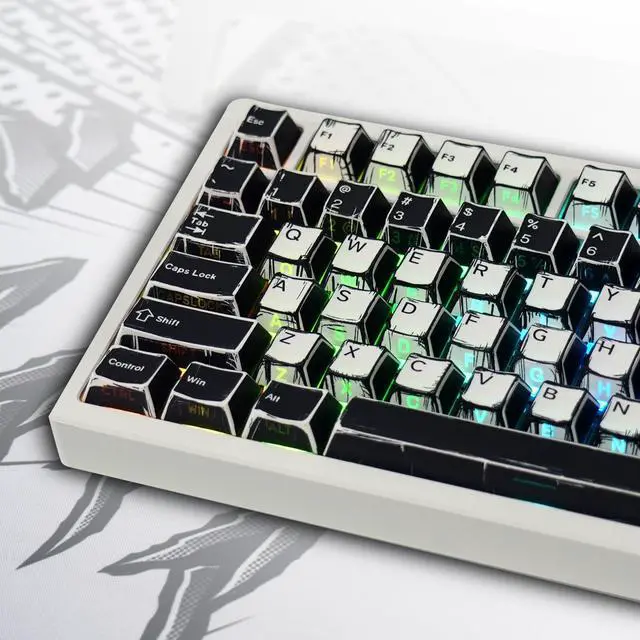 Main image of 137 Versatile PBT Keycaps, Xmas Gift, No Tear, Never Fades, Black & White Keycaps for Mechanical Keyboard (Typing, Gaming or Anime Passion) RGB Backlit, Ergonomic (Doubleshot, MX, Fit All, Cherry)