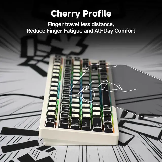 Alt view image 4 of 5 - 137 Versatile PBT Keycaps, Xmas Gift, No Tear, Never Fades, Black & White Keycaps for Mechanical Keyboard (Typing, Gaming or Anime Passion) RGB Backlit, Ergonomic (Doubleshot, MX, Fit All, Cherry)