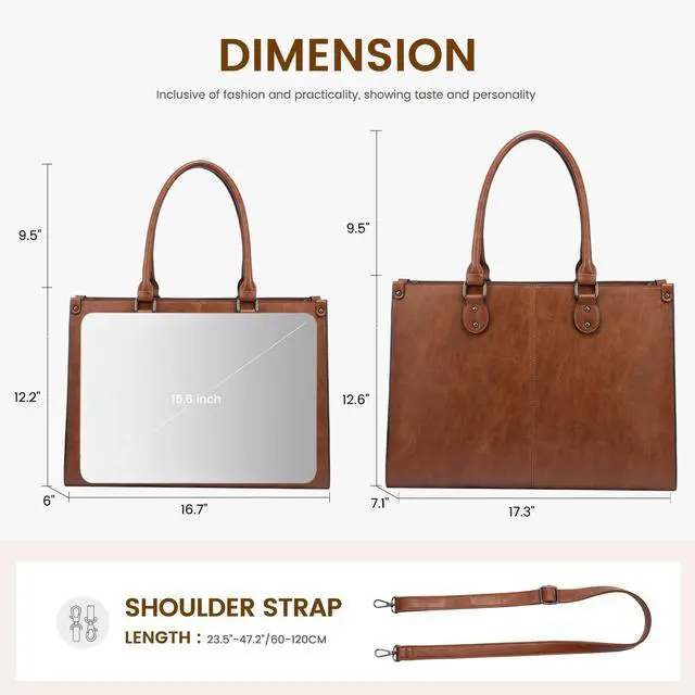 Alt view image 2 of 5 - LOVEVOOK Laptop Bag for Women, 16 inch Laptop Tote Bag Vintage Work Bags for Women Computer Bag Office Briefcase Handbag