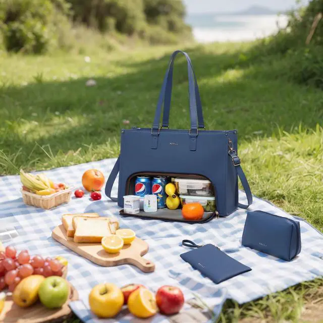 Alt view image 2 of 5 - Keyli 3PCS Sets Lunch Tote Bag for Women Laptop Bag for Women 15.6 Inch with Insulated Lunch Compartment Computer Briefcase Waterproof Handbag Large Capacity Business Teacher Office Laptop Purse