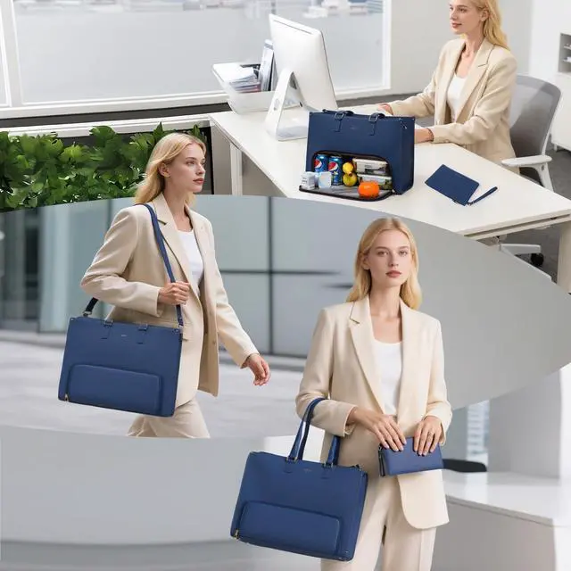 Alt view image 5 of 5 - Keyli 3PCS Sets Lunch Tote Bag for Women Laptop Bag for Women 15.6 Inch with Insulated Lunch Compartment Computer Briefcase Waterproof Handbag Large Capacity Business Teacher Office Laptop Purse