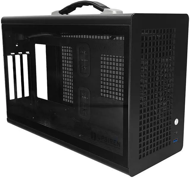 Alt view image 2 of 5 - UPSIREN MD-1 Mini Portable ITX Computer Case, MINI-Tower CASE, Full Side Transparent DIY Desktop Case with Handle, Support 380MM GPU Size with PCIE 4.0 Cable (Black with Pcie 4.0)