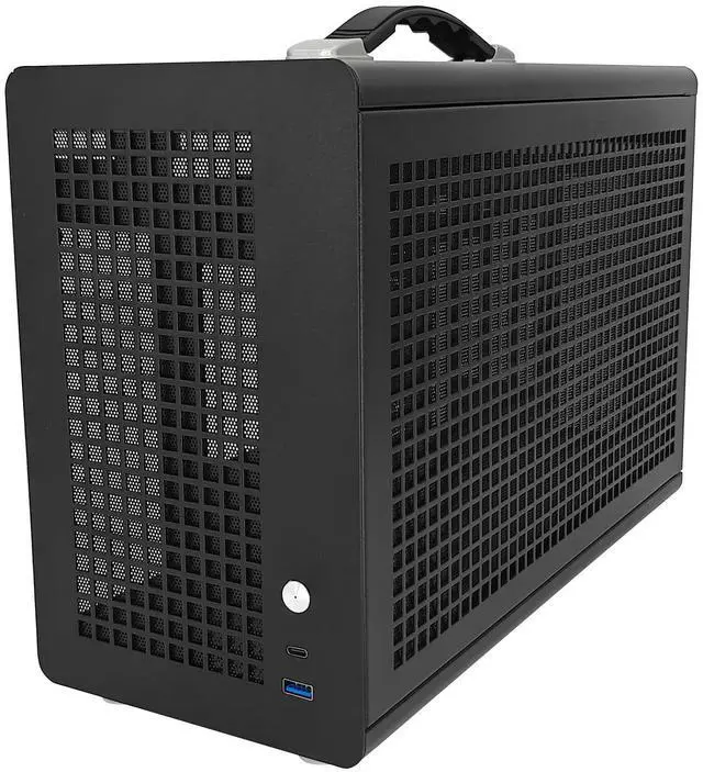 Alt view image 3 of 5 - UPSIREN MD-1 Mini Portable ITX Computer Case, MINI-Tower CASE, Full Side Transparent DIY Desktop Case with Handle, Support 380MM GPU Size with PCIE 4.0 Cable (Black with Pcie 4.0)
