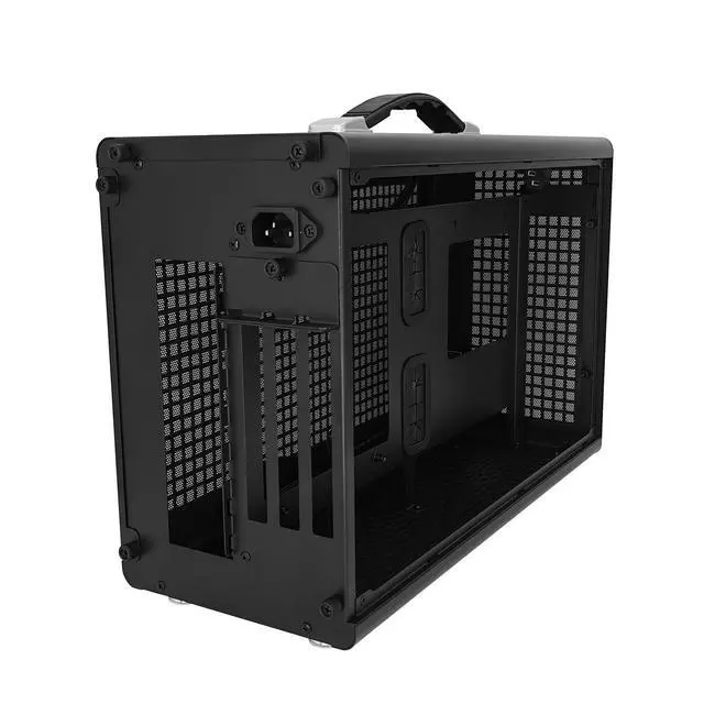Alt view image 4 of 5 - UPSIREN MD-1 Mini Portable ITX Computer Case, MINI-Tower CASE, Full Side Transparent DIY Desktop Case with Handle, Support 380MM GPU Size with PCIE 4.0 Cable (Black with Pcie 4.0)