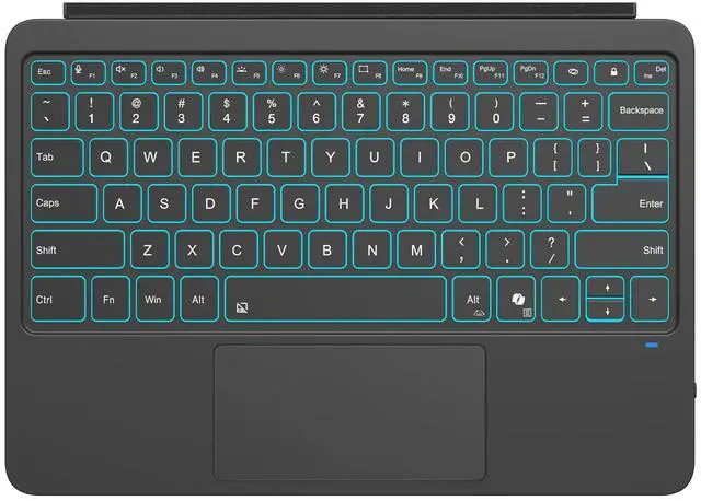 Main image of MoKo Type Cover for Microsoft Surface Pro 12" 2025 Keybaord, Ultra Slim Wireless Bluetooth Surface Pro Keyboard with 7-Color LED Backlit & Multi-Touch Trackpad Rechargeable Battery, Black