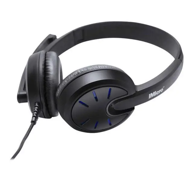 Alt view image 2 of 5 - iMicro - IMME292 Black - Wired 3.5mm Headset with Microphone & Volume Control - Support PC/MAC/PS4/PS5/Nintendo Switch/Xbox Series S - Over Ear Adjustable (SP-IMME292)