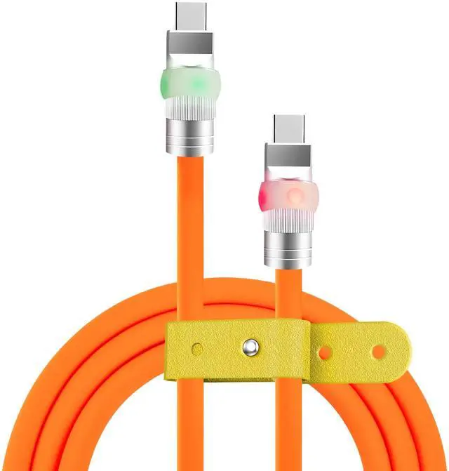 Main image of chubbycable Neon Chubby - Fast Charge UFO Neon Cable Durable Charging Cable Ultra-Thick Silicone LED Light Up Phone Charger Cord, Orange, Type-C to Type-C, 1.6FT