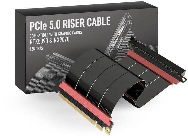 Main image of LINKUP PCIE 5.0 Riser Cable | for Vertical GPU Mount | Straight | Graphics Card GPU Ready | Usable with PCIe 4.0 & RX9070/ RTX5090 | 20cm (Total Length: 24cm)
