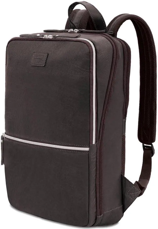 Alt view image 2 of 5 - LEATHER VILLAGE Leather Laptop Backpack for Men |Dark Brown | Slim Professional Business Bag Fits 15.6-Laptop | Water-Repellent Work & Travel Daypack with Trolley Strap