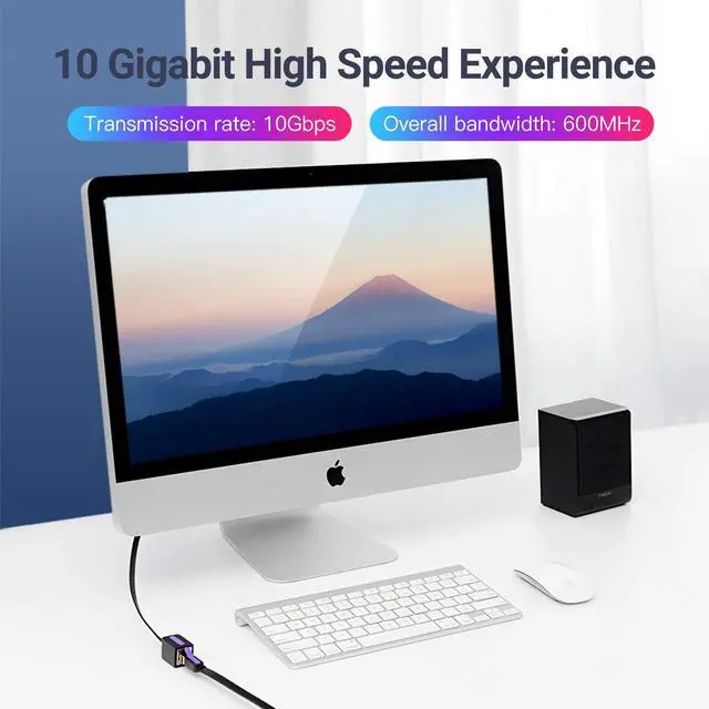 Alt view image 3 of 5 - VENTION Cat7 Ethernet Extender Cable 33FT, Cat7 Ethernet Extension Cable 10Gbps Flat Shielded RJ45 Network Cord Male to Female LAN Patch Internet Cable