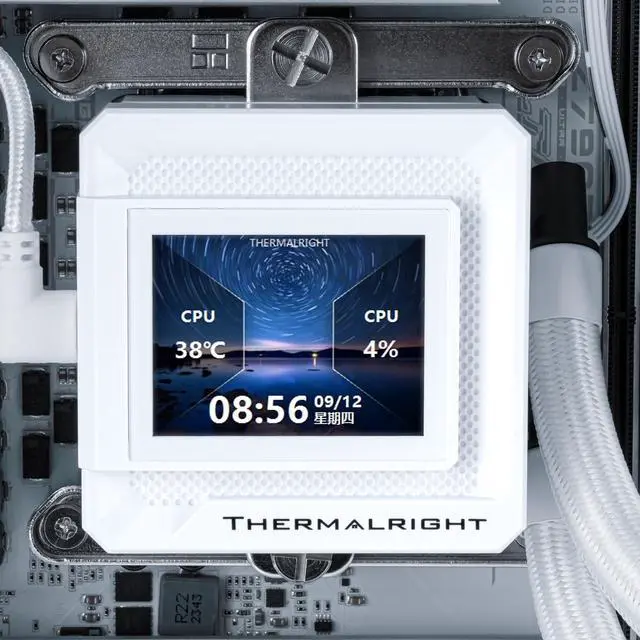 Alt view image 4 of 4 - Thermalright FW 240 SE ARGB White-AIO CPU Liquid Cooler,IPS LCD Screen with 320 * 240 Resolution,for AM4/AM5,Intel LGA1700/1851,2-inch Magnet-Absorbent LCD Screen for Images-White,PC CPU Water Cooler