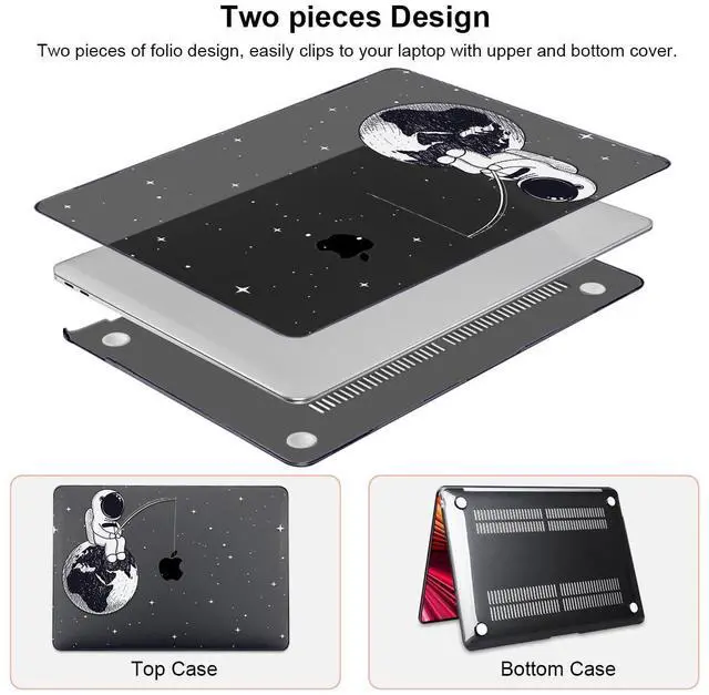 Alt view image 3 of 5 - LCMOCICO Compatible with MacBook Pro 13 inch Case 2022 2021-2016 A2338 M2/M1 Chip A2251 A2289 A2159 A1989 A1706, Pattern Plastic Hard Shell Keyboard Cover Screen Film Webcam Cover, Astronaut Earth