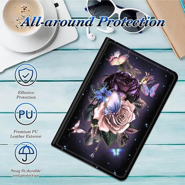 Alt view image 4 of 5 - Dikoer for All-New Amazon Kindle Fire HD 10 Tablet Case (13th Generation, 2023 Release), Slim Adjustable Stand Back Shell Protection Smart Cover for Fire HD 10 2023 10.1 Inch, Purple Flower