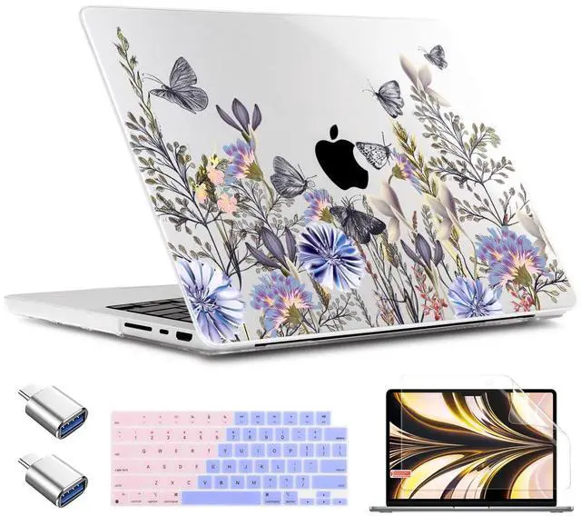 Main image of TWOLSKOO for MacBook Pro 14 inch Case M5 M4 M3 M2 M1 Pro Max Chip (2026-2021), Plastic Hard Shell & Keyboard Cover & Type C Adapter & Screen Protector, Garden Flower