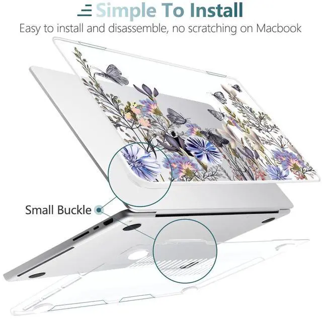 Alt view image 3 of 5 - TWOLSKOO for MacBook Pro 14 inch Case M5 M4 M3 M2 M1 Pro Max Chip (2026-2021), Plastic Hard Shell & Keyboard Cover & Type C Adapter & Screen Protector, Garden Flower