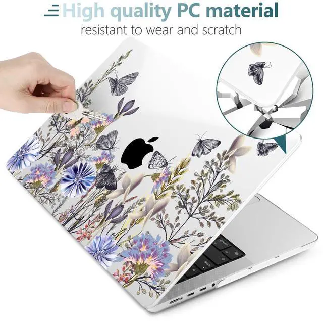Alt view image 4 of 5 - TWOLSKOO for MacBook Pro 14 inch Case M5 M4 M3 M2 M1 Pro Max Chip (2026-2021), Plastic Hard Shell & Keyboard Cover & Type C Adapter & Screen Protector, Garden Flower