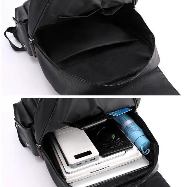 Alt view image 4 of 5 - Farcauo Leather Laptop Backpack for Men Vintage Laptop Backpack Black Travel Work Backpacks Large Capacity Business Back Pack