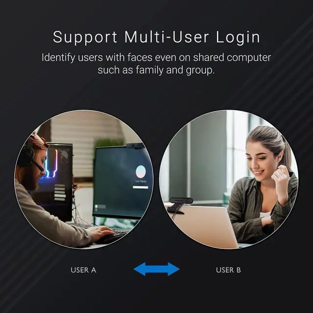 Alt view image 4 of 5 - ELECOM Facial Recognition Webcam, Windows Hello Full HD 1080P 30FPS, Streaming, Compatible with Windows 11, Windows 10, Easy Login for Desktop & Laptop (UCAM-CF20FBBK)