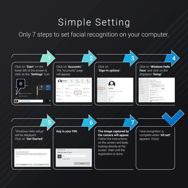Alt view image 5 of 5 - ELECOM Facial Recognition Webcam, Windows Hello Full HD 1080P 30FPS, Streaming, Compatible with Windows 11, Windows 10, Easy Login for Desktop & Laptop (UCAM-CF20FBBK)