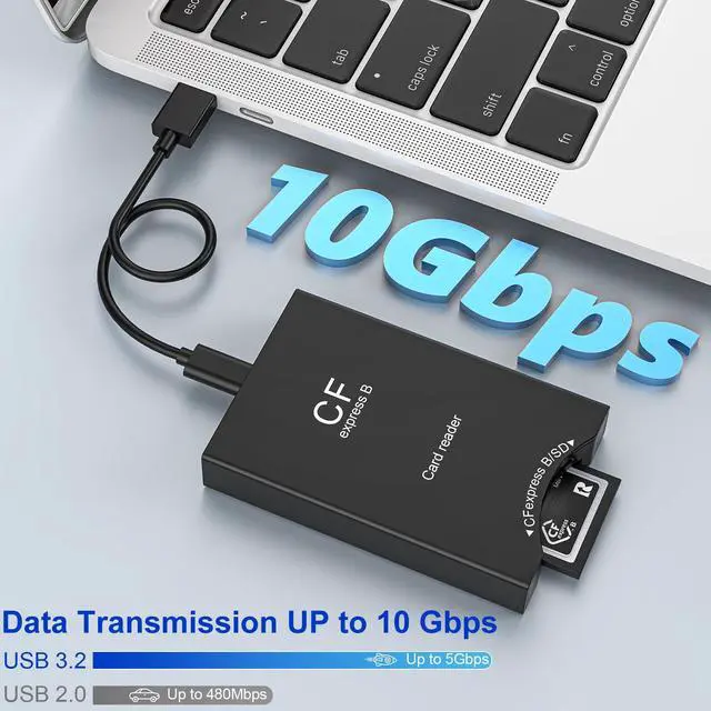 Alt view image 3 of 5 - Cfexpress Type B and SD Card Reader, 10Gpbs CF Express Type B Adapter with USB C to USB A Cable, SD to CF Express Type B Adapter, Cf Express Type B Memory Card Reader for Phone/Laptop/Tablet/Wins