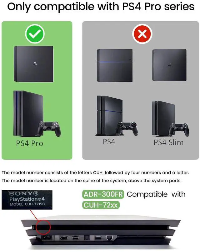 Alt view image 2 of 5 - LHM for PS4 Pro Power Supply Replacement ADP-300FR with Power Cord, for CUH-72xx Series Host Source Replacement