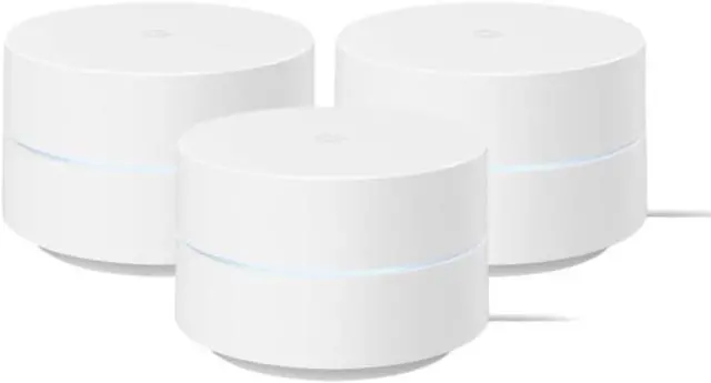 Main image of Google WiFi - AC1200 - Mesh WiFi Router System Bundle (3-Pack) - 4500 Sq Ft Coverage - Retail Packaging - Easy Setup, Seamless Signal for Smart Home Devices - Snow