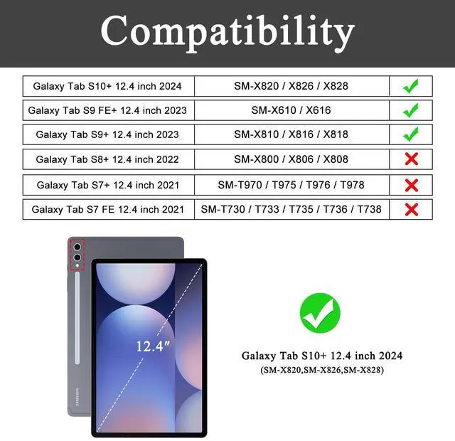 Alt view image 2 of 5 - Soke Galaxy Tab S10+ /S9+ /S9 FE Plus Case with S Pen Holder- Shockproof Smart Folio Stand Case, Soft TPU Back Cover for Samsung Galaxy Tablet S10 Plus 12.4 Inch, Dark Blue