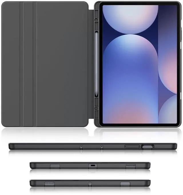 Alt view image 3 of 5 - Soke Galaxy Tab S10+ /S9+ /S9 FE Plus Case with S Pen Holder- Shockproof Smart Folio Stand Case, Soft TPU Back Cover for Samsung Galaxy Tablet S10 Plus 12.4 Inch, Dark Blue