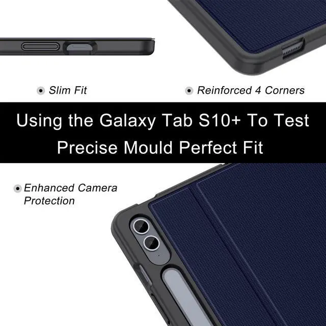 Alt view image 4 of 5 - Soke Galaxy Tab S10+ /S9+ /S9 FE Plus Case with S Pen Holder- Shockproof Smart Folio Stand Case, Soft TPU Back Cover for Samsung Galaxy Tablet S10 Plus 12.4 Inch, Dark Blue