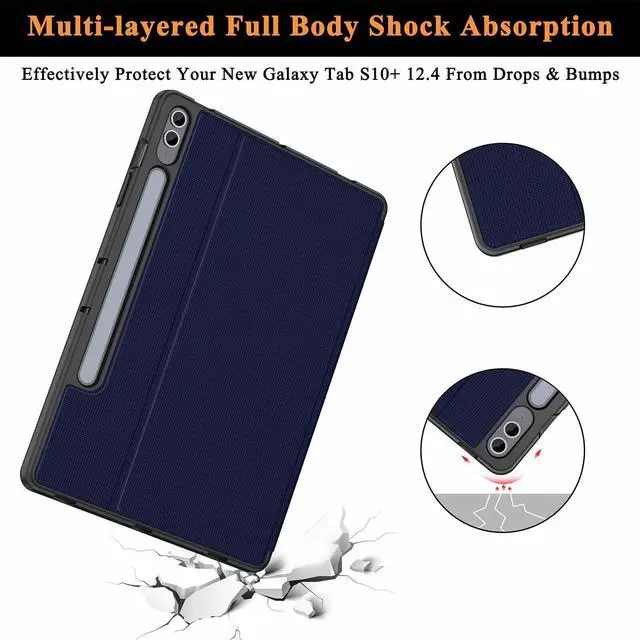 Alt view image 5 of 5 - Soke Galaxy Tab S10+ /S9+ /S9 FE Plus Case with S Pen Holder- Shockproof Smart Folio Stand Case, Soft TPU Back Cover for Samsung Galaxy Tablet S10 Plus 12.4 Inch, Dark Blue