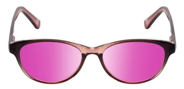 Alt view image 5 of 5 - Medspex Corinne McCormack Polly Color Therapy Reading Glasses +6.00 Pink Black Fade/Passion Purple Womens Fluorescent Light Sensitivity Chromotherapy Chakra Healing