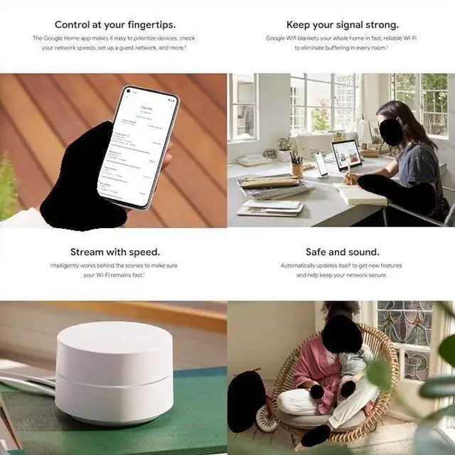 Alt view image 4 of 5 - Google WiFi - AC1200 - Mesh WiFi Router System Bundle (3-Pack) - 4500 Sq Ft Coverage - Retail Packaging - Easy Setup, Seamless Signal for Smart Home Devices - Snow