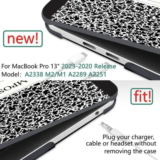 Alt view image 2 of 5 - DONGKE for MacBook Pro 13 Inch Case 2023 2022-2016 Release M2 A2338 M1 A2251 A2289 A2159 A1989 A1706 Touch Bar & Touch ID, Hard Case Shell with USB C to USB Adapter&Keyboard Cover, Composition Book